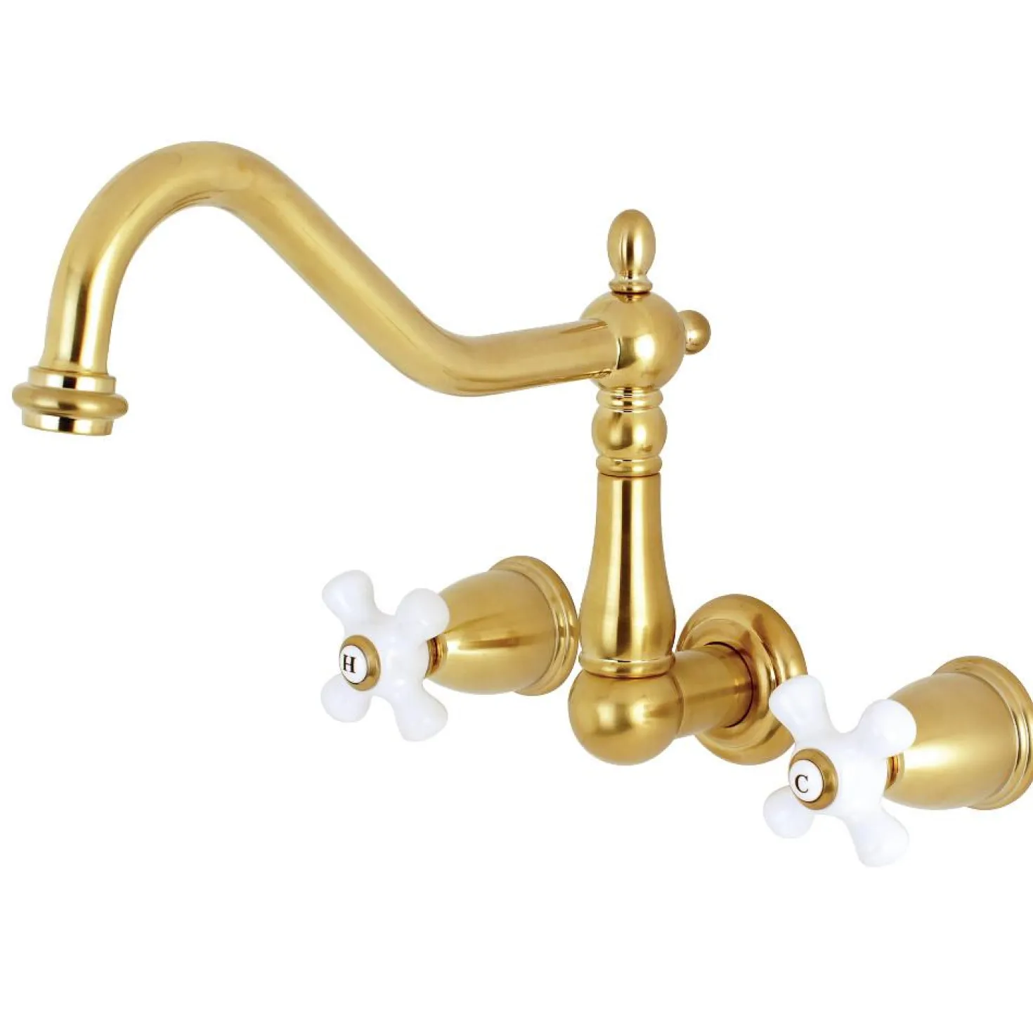 Kingston Brass Heritage Cross-Handle Wall Mount Kitchen Faucet
