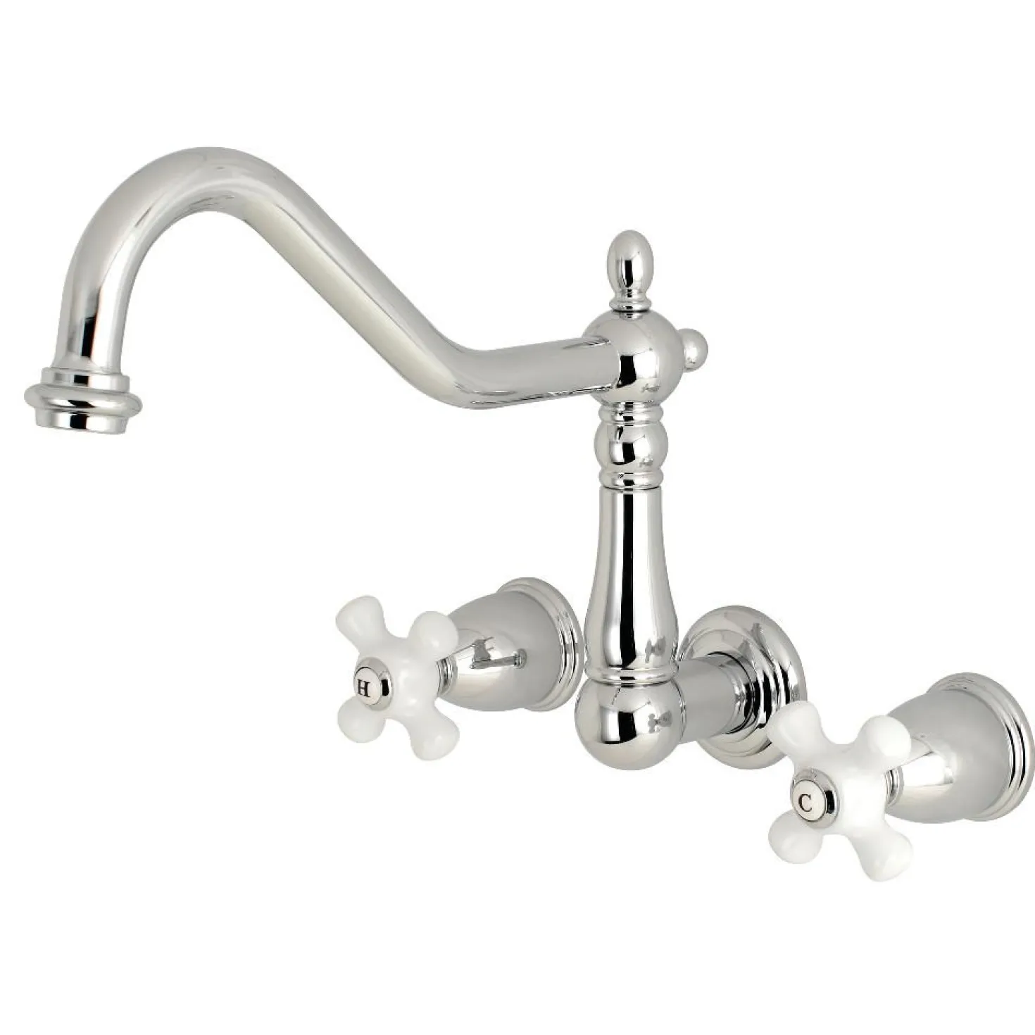 Kingston Brass Heritage Cross-Handle Wall Mount Kitchen Faucet