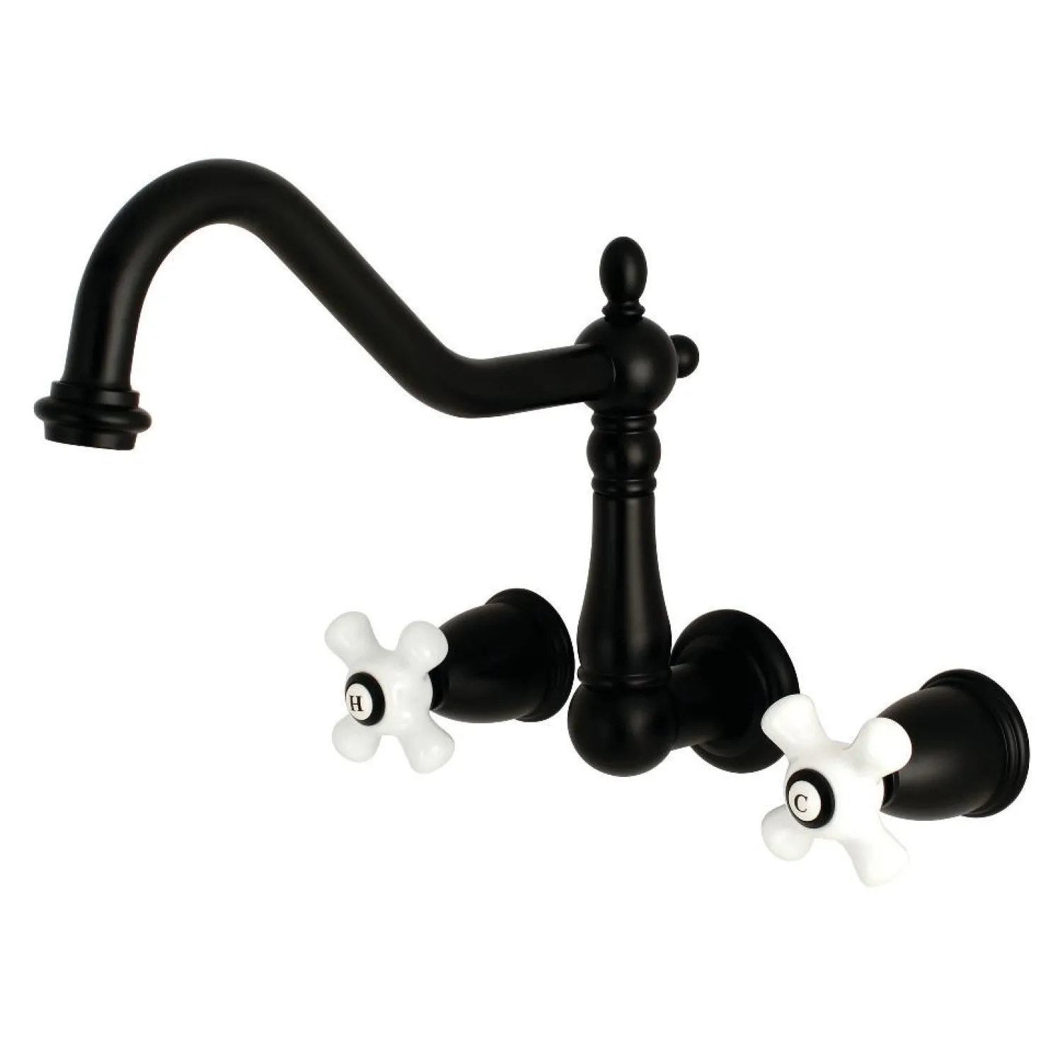 Kingston Brass Heritage Cross-Handle Wall Mount Kitchen Faucet