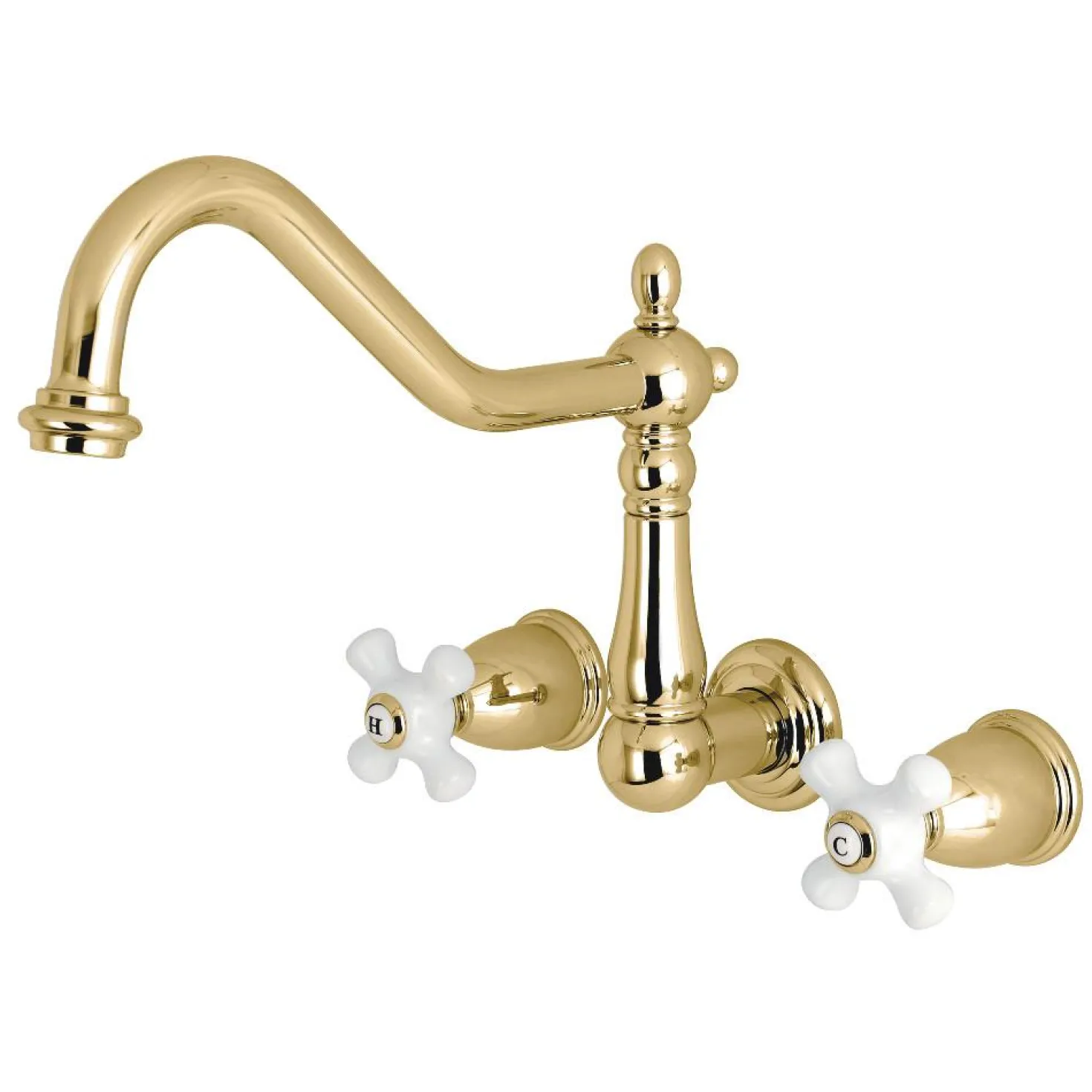 Kingston Brass Heritage Cross-Handle Wall Mount Kitchen Faucet