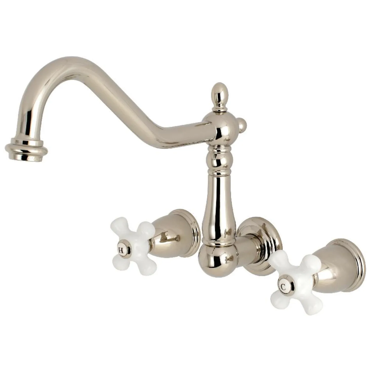 Kingston Brass Heritage Cross-Handle Wall Mount Kitchen Faucet