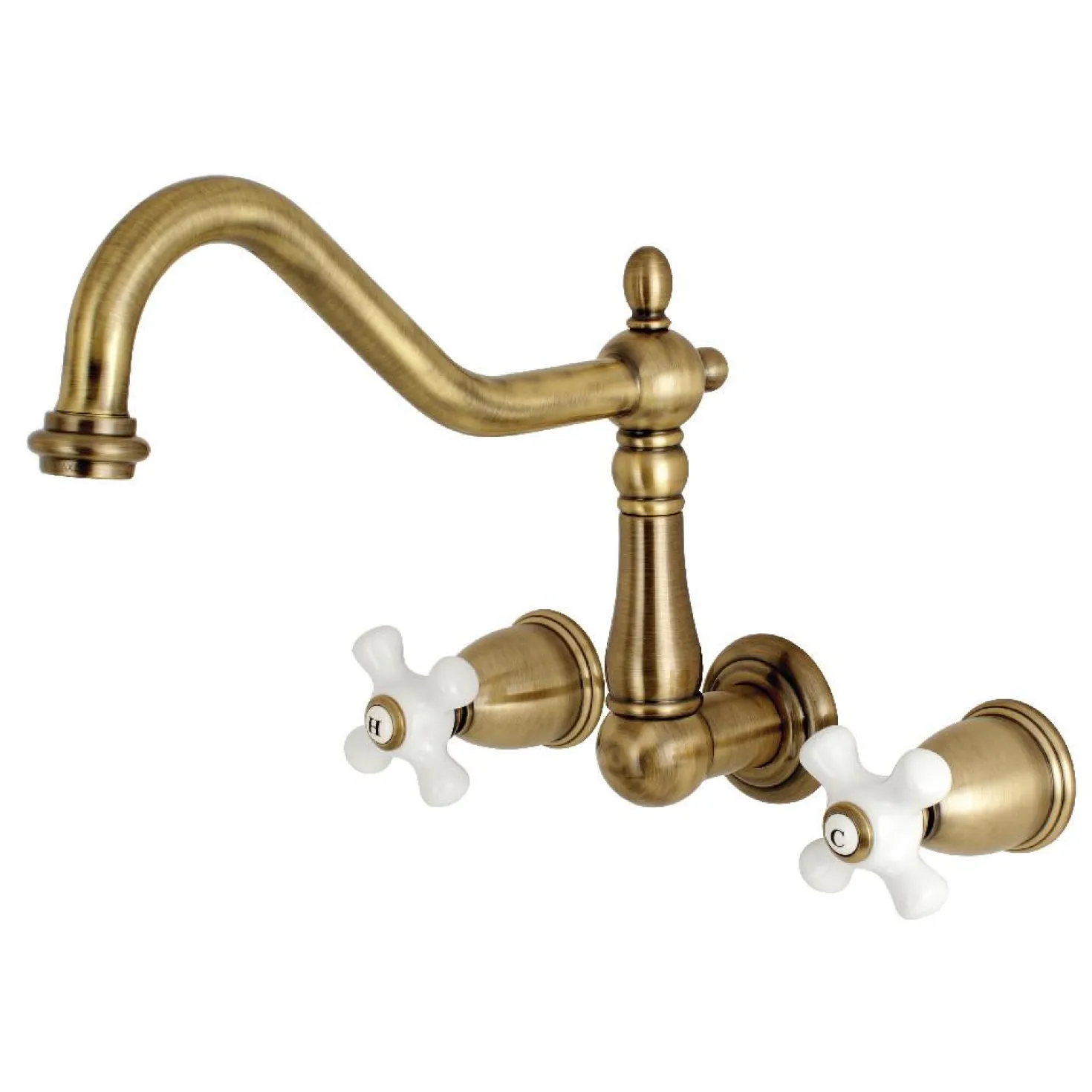 Kingston Brass Heritage Cross-Handle Wall Mount Kitchen Faucet