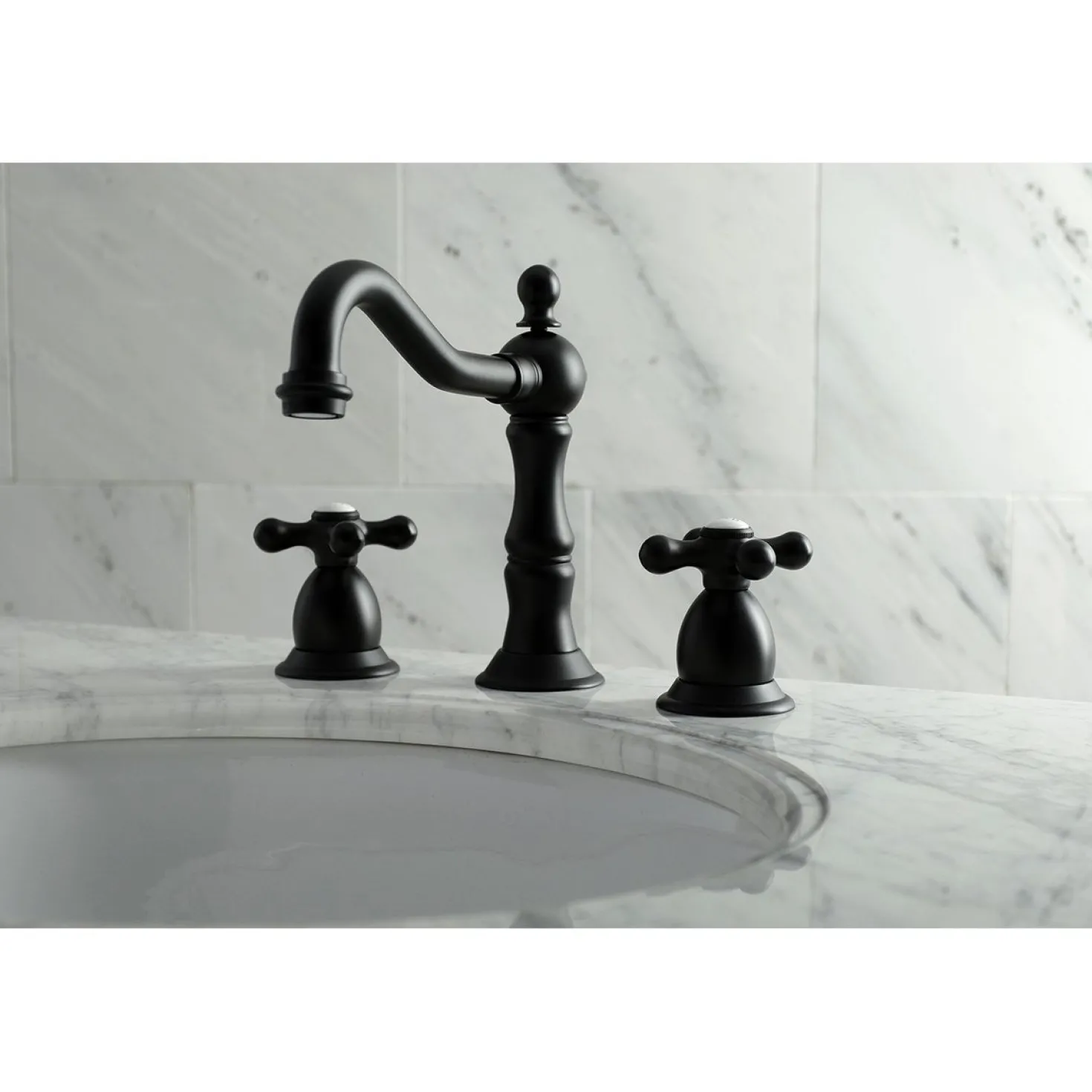 Kingston Brass Heritage Cross-Handle 8-Inch Widespread Bathroom Faucet