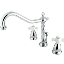 Kingston Brass Heritage Cross-Handle 3-Hole 8-Inch Widespread Bathroom Faucet