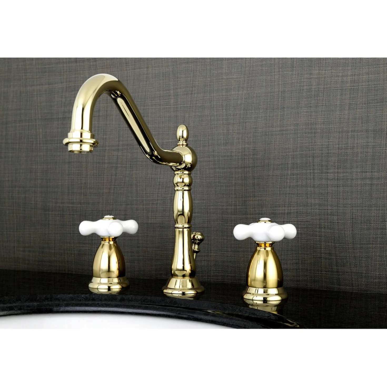 Kingston Brass Heritage Cross-Handle 3-Hole 8-Inch Widespread Bathroom Faucet