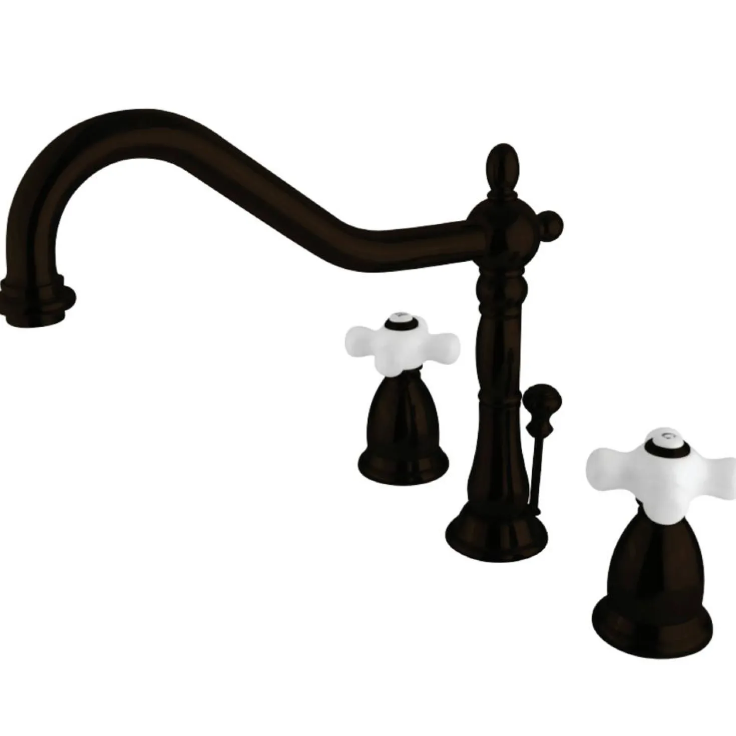 Kingston Brass Heritage Cross-Handle 3-Hole 8-Inch Widespread Bathroom Faucet