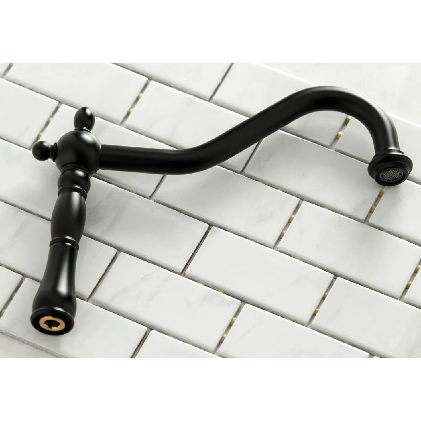 Kingston Brass Heritage Deck Mount 8-Inch Bridge Kitchen Faucet with Brass Sprayer