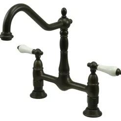 Kingston Brass Heritage Deck Mount Kitchen Bridge Faucet