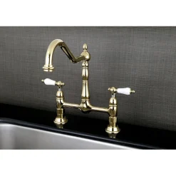 Kingston Brass Heritage Deck Mount Kitchen Bridge Faucet