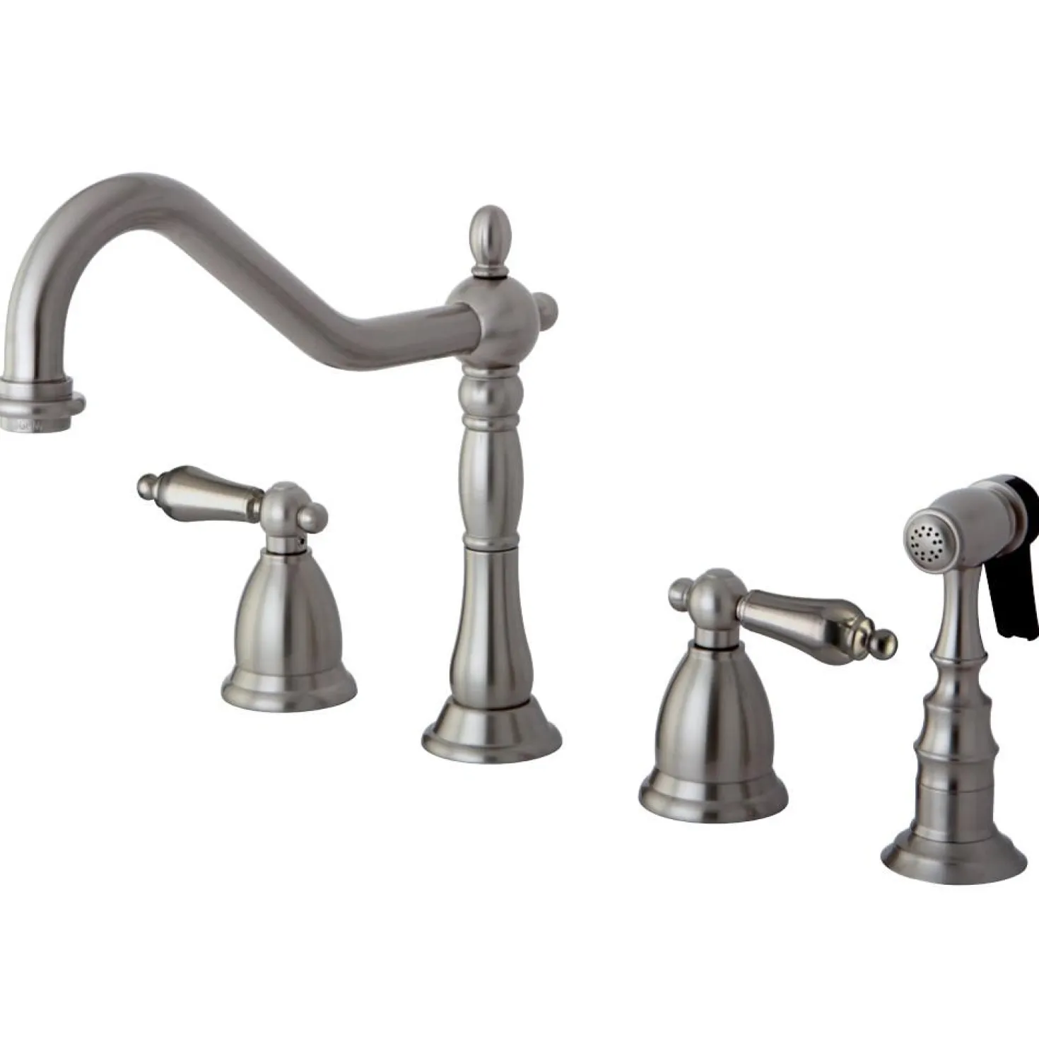 Kingston Brass Heritage Deck Mount Widespread 4-Hole Kitchen Faucet