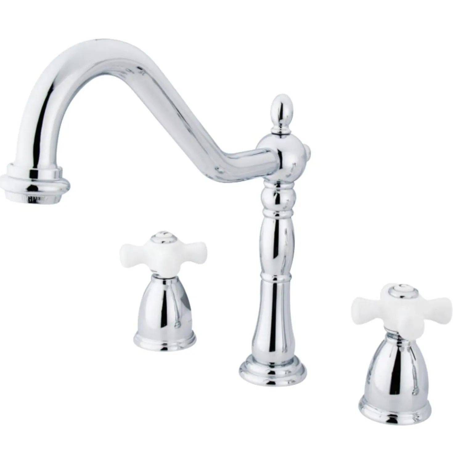 Kingston Brass Heritage Deck Mount Widespread 3-Hole Kitchen Faucet