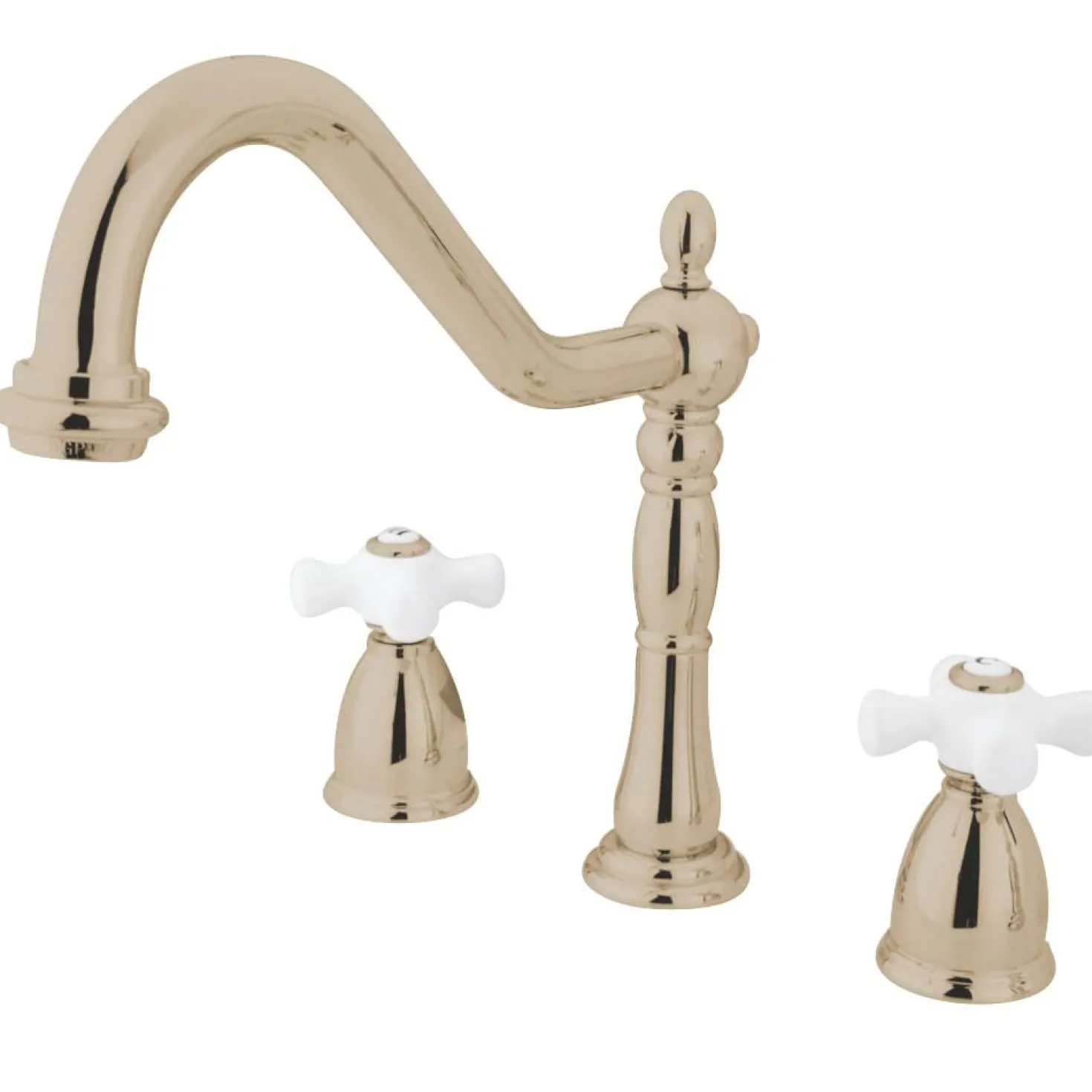 Kingston Brass Heritage Deck Mount Widespread 3-Hole Kitchen Faucet