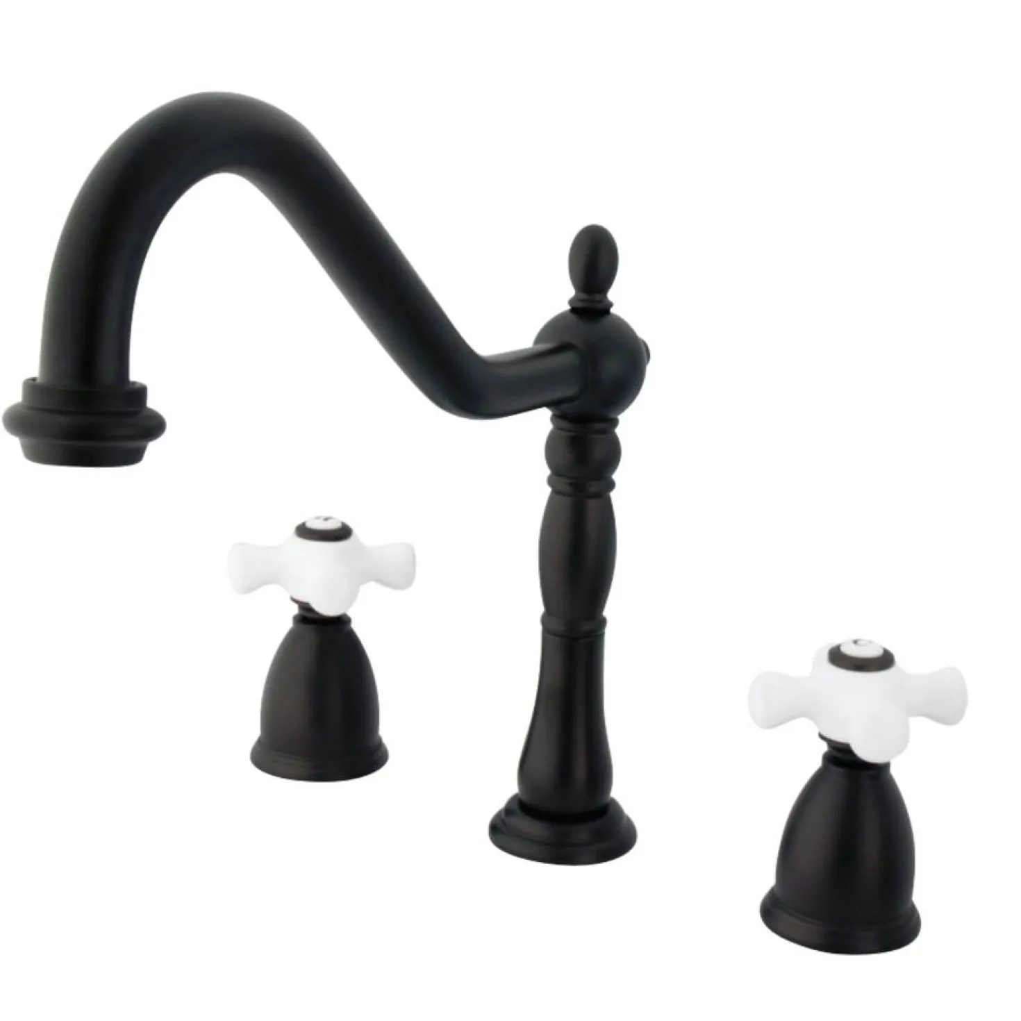 Kingston Brass Heritage Deck Mount Widespread 3-Hole Kitchen Faucet