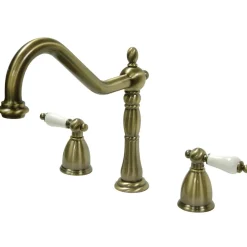 Kingston Brass Heritage Deck Mount Widespread Kitchen Faucet