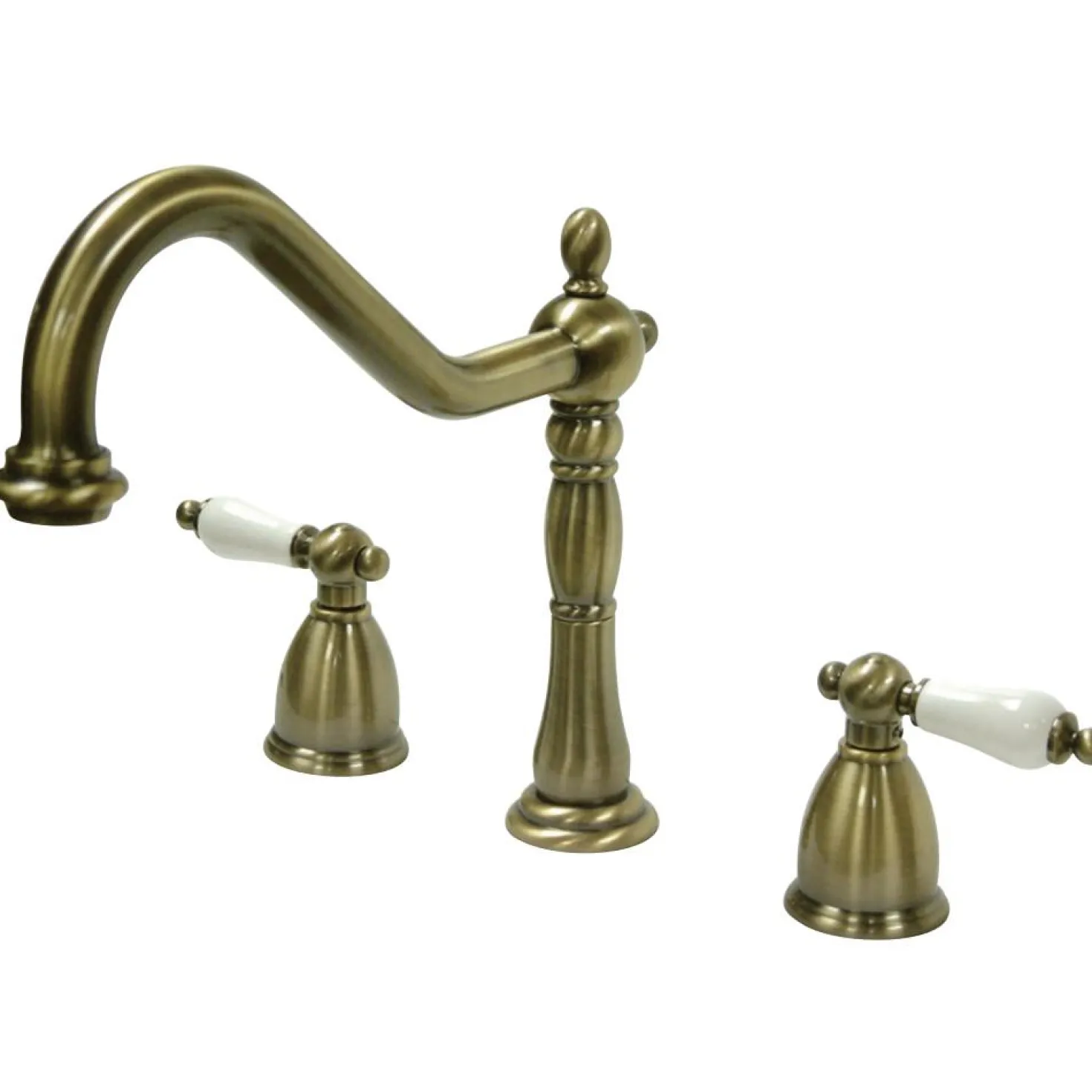 Kingston Brass Heritage Deck Mount Widespread Kitchen Faucet