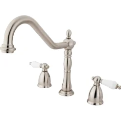 Kingston Brass Heritage Deck Mount Widespread Kitchen Faucet