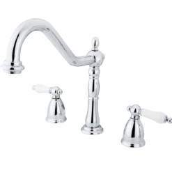 Kingston Brass Heritage Deck Mount Widespread Kitchen Faucet