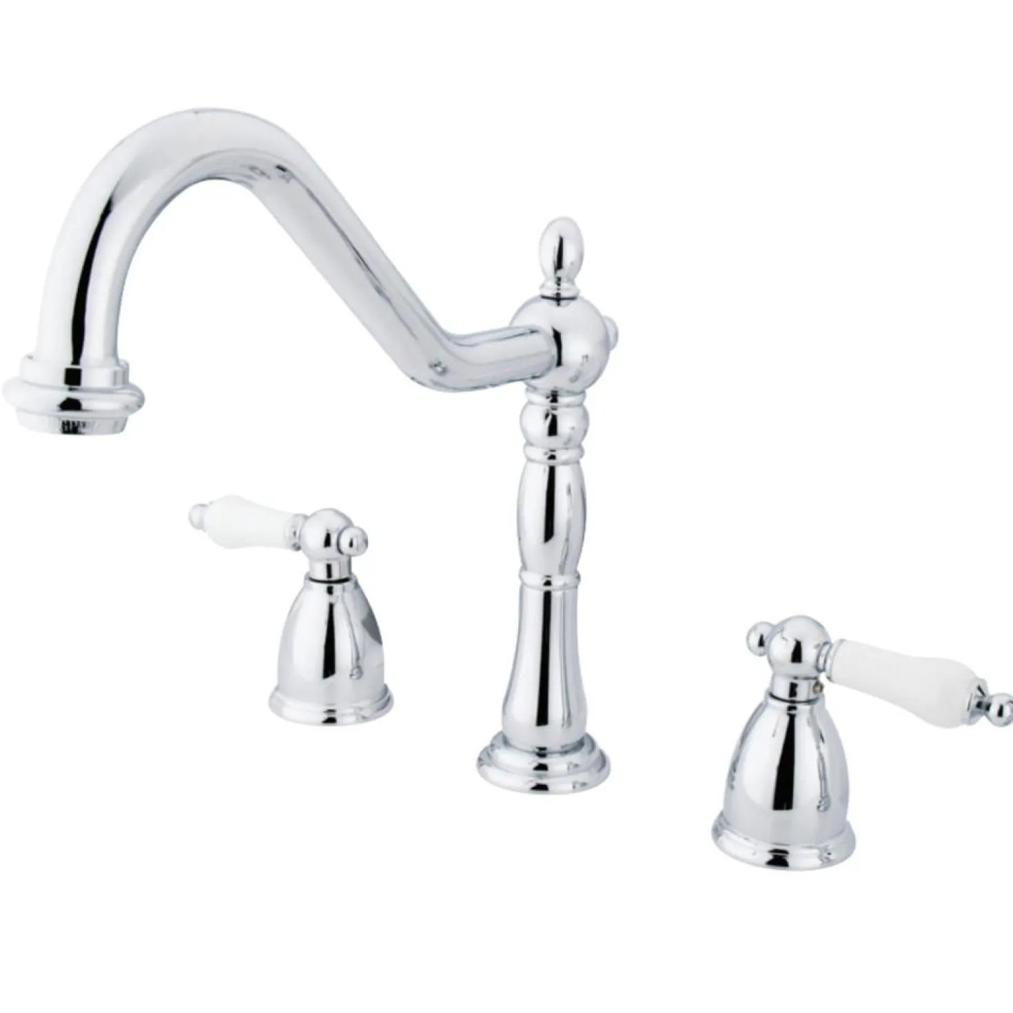 Kingston Brass Heritage Deck Mount Widespread Kitchen Faucet