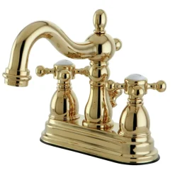 Kingston Brass Heritage Deck Mount 3-Hole 4-Inch Centerset Bathroom Faucet