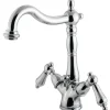 Kingston Brass Heritage Deck Mount 4-Inch Centerset Bathroom Faucet with Pop-Up Drain