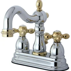 Kingston Brass Heritage Deck Mount 4-Inch Centerset Bathroom Faucet