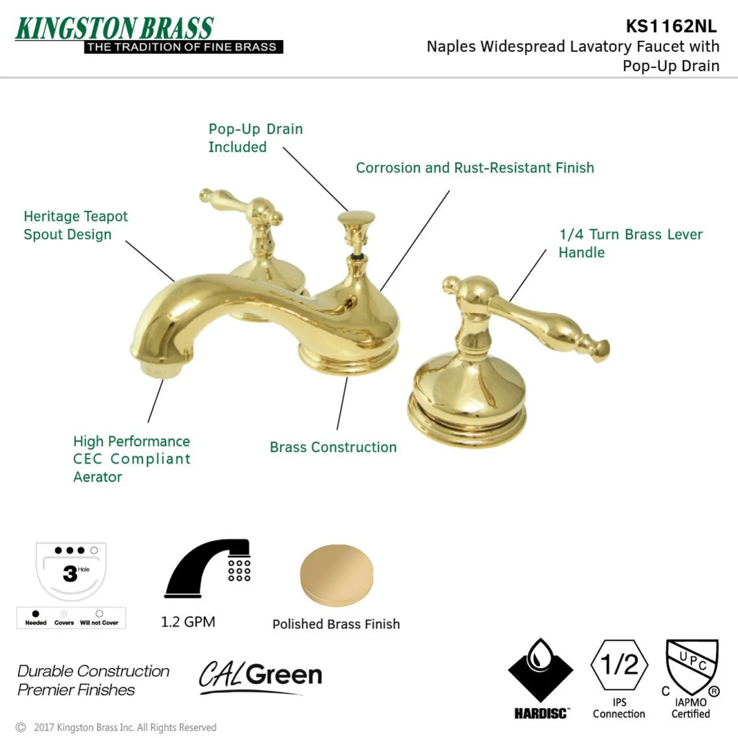 Kingston Brass Heritage Deck Mount 8" Widespread Bathroom Faucet
