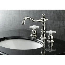 Kingston Brass Heritage Deck Mount 3-Hole 8-Inch Widespread Bathroom Faucet