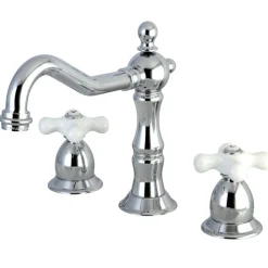 Kingston Brass Heritage Deck Mount 3-Hole 8-Inch Widespread Bathroom Faucet