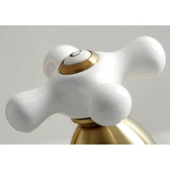 Kingston Brass Heritage Deck Mount 3-Hole 8-Inch Widespread Bathroom Faucet