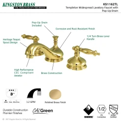 Kingston Brass Heritage Deck Mount 8-Inch Widespread 3-Hole Bathroom Faucet