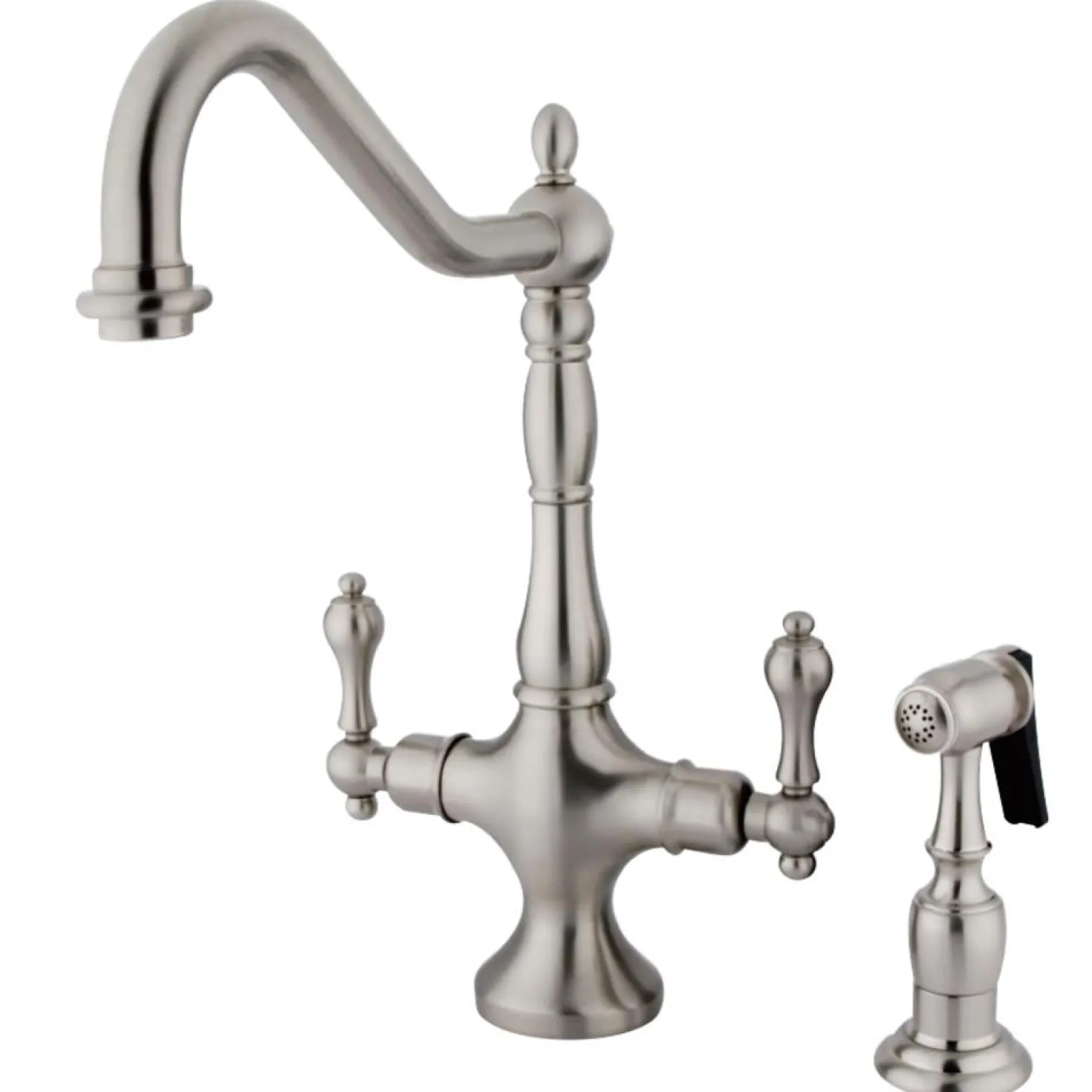 Kingston Brass Heritage 2-Handle Kitchen Faucet with Brass Sprayer