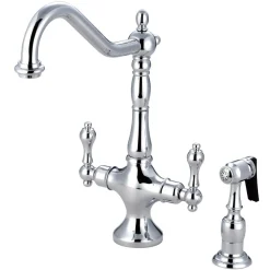 Kingston Brass Heritage 2-Handle Kitchen Faucet with Brass Sprayer