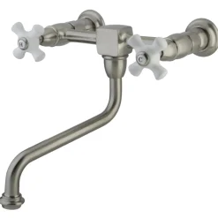 Kingston Brass Heritage 2-Handle Cross Wall Mount Bathroom Faucet