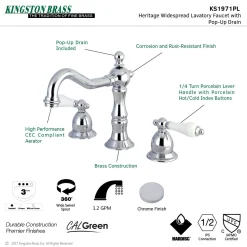 Kingston Brass Heritage 2-Handle 8-Inch Widespread Bathroom Faucet