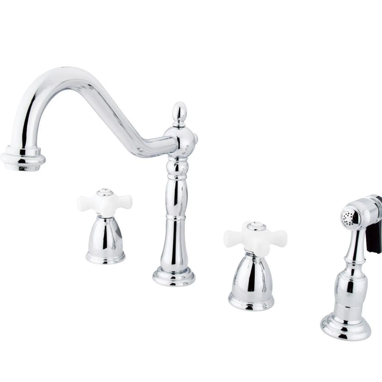 Kingston Brass Heritage 4-Hole Widespread Kitchen Faucet with Brass Sprayer