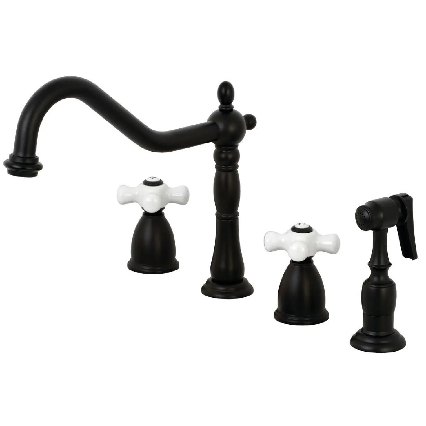 Kingston Brass Heritage 4-Hole Widespread Kitchen Faucet with Brass Sprayer