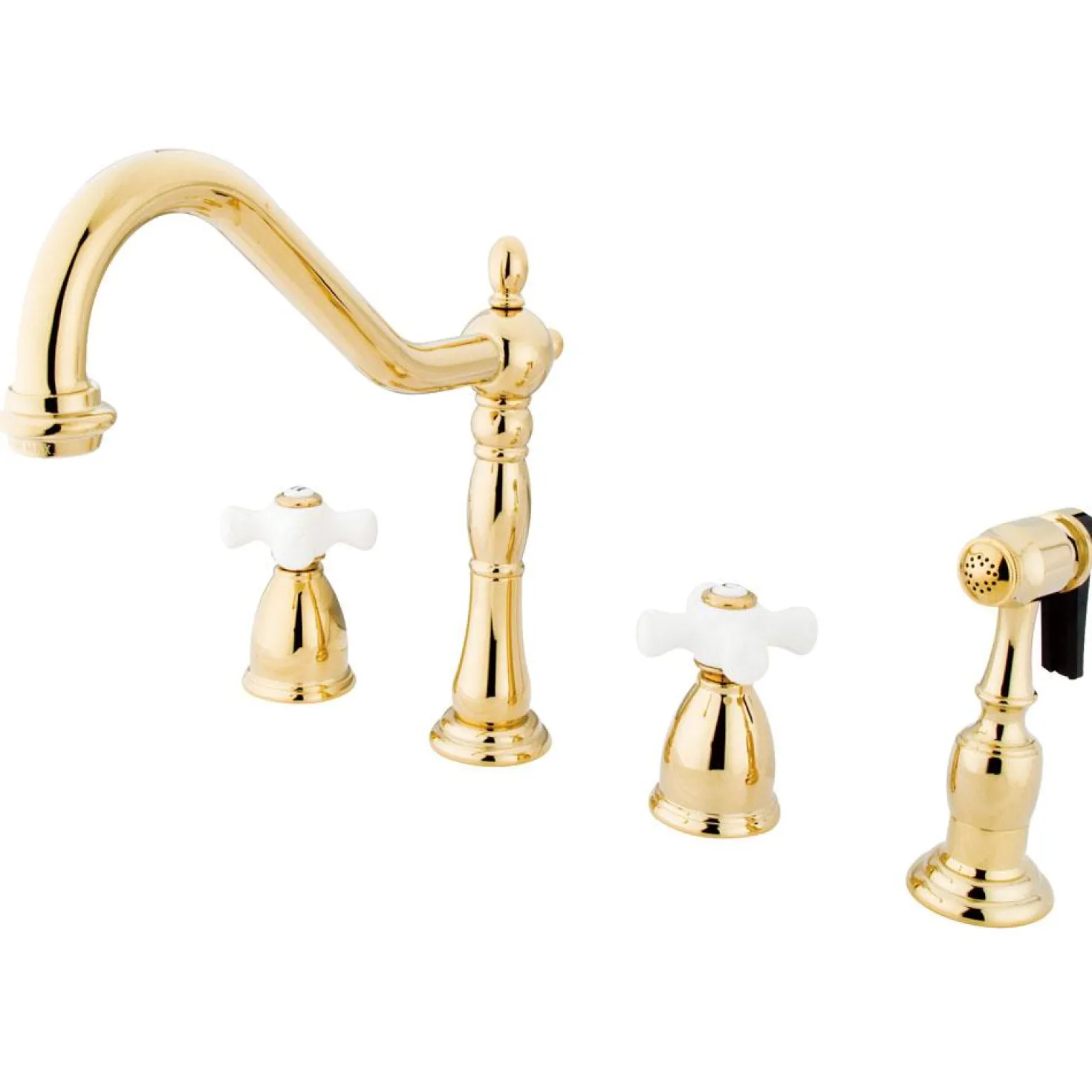 Kingston Brass Heritage 4-Hole Widespread Kitchen Faucet with Brass Sprayer