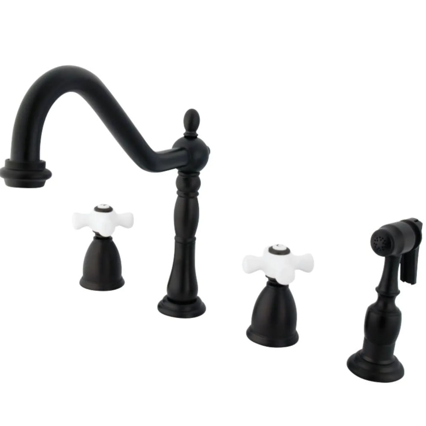 Kingston Brass Heritage 4-Hole Widespread Kitchen Faucet with Brass Sprayer