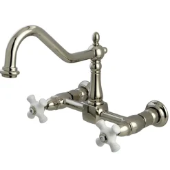 Kingston Brass Heritage 2-Hole 8-Inch Wall Mount Kitchen Faucet