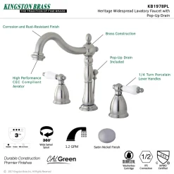 Kingston Brass Heritage 3-Hole 8-Inch Widespread Bathroom Faucet