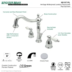 Kingston Brass Heritage 3-Hole 8-Inch Widespread Bathroom Faucet