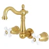 Kingston Brass Heritage 3-Hole 8-Inch Center Wall Mount Bathroom Faucet