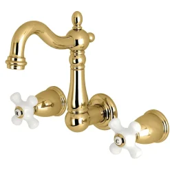 Kingston Brass Heritage 3-Hole 8-Inch Center Wall Mount Bathroom Faucet