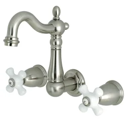 Kingston Brass Heritage 3-Hole 8-Inch Center Wall Mount Bathroom Faucet