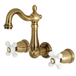 Kingston Brass Heritage 3-Hole 8-Inch Center Wall Mount Bathroom Faucet