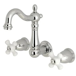 Kingston Brass Heritage 3-Hole 8-Inch Center Wall Mount Bathroom Faucet