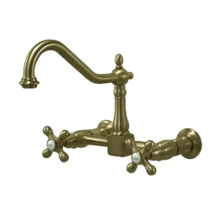Kingston Brass Heritage 8-Inch Wall Mount 2-Hole Kitchen Faucet