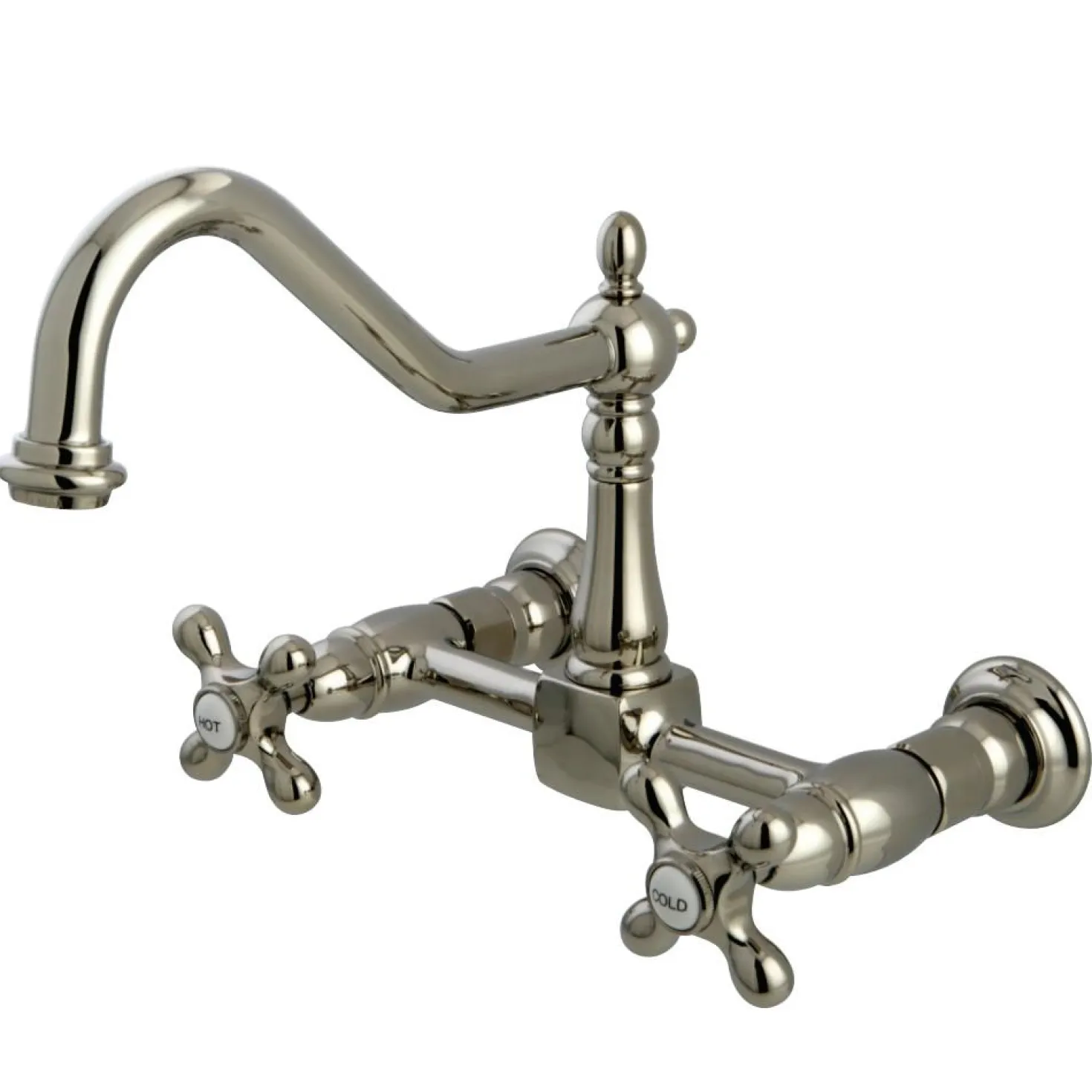 Kingston Brass Heritage 8-Inch Wall Mount 2-Hole Kitchen Faucet