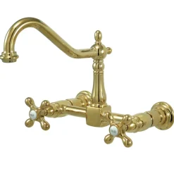 Kingston Brass Heritage 8-Inch Wall Mount 2-Hole Kitchen Faucet