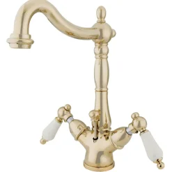 Kingston Brass Heritage 4-Inch Centerset Deck Mount Bathroom Faucet with Pop-Up Drain